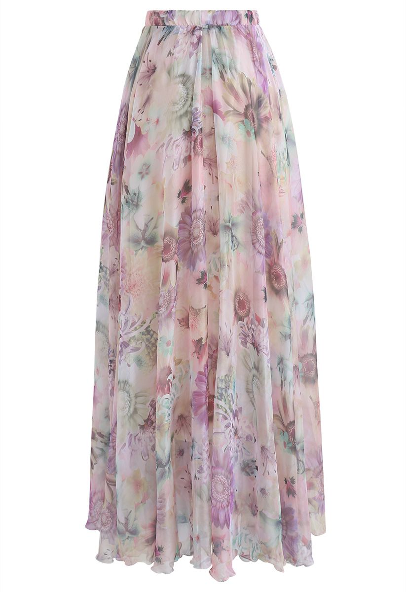 The Pastel Meadow Floral Maxi Skirt