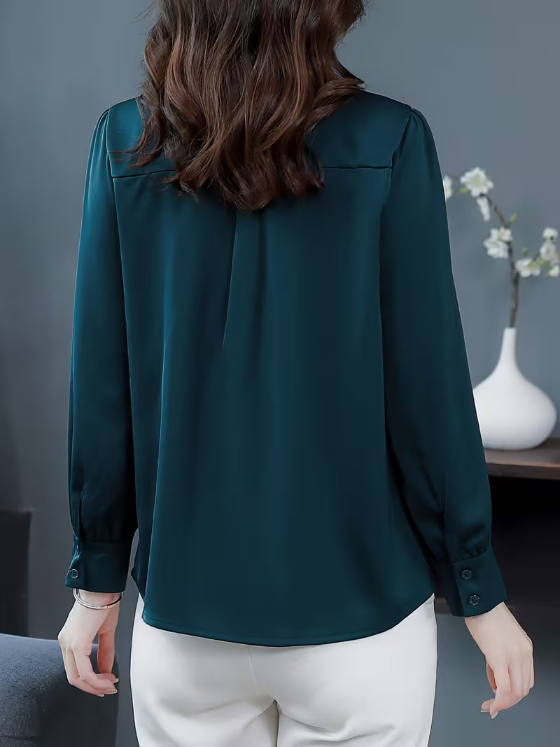 Emerald Green Silk Satin  Elegant  Wear Shirt