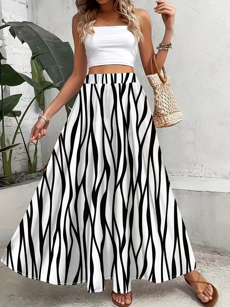 Black & White Zebra Flow Skirt