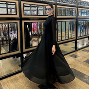 Black Georgette Maxi Dress with High Mock Neck and Sheer Full Sleeves