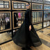 Black Georgette Maxi Dress with High Mock Neck and Sheer Full Sleeves