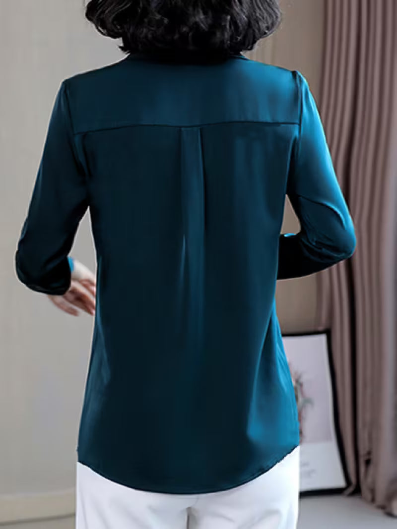"Elegant Long Sleeve Mulberry Silk Shirt