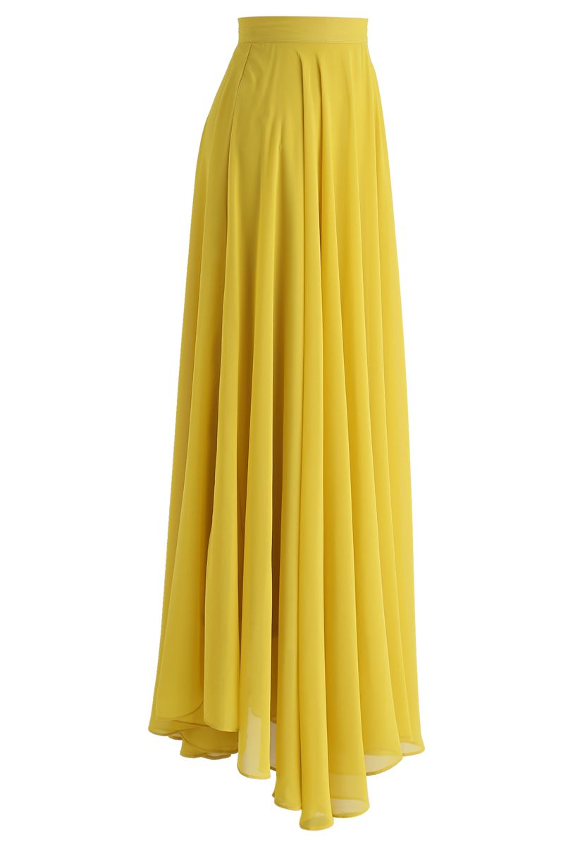 Timeless Favorite Chiffon Maxi Skirt in Mustard