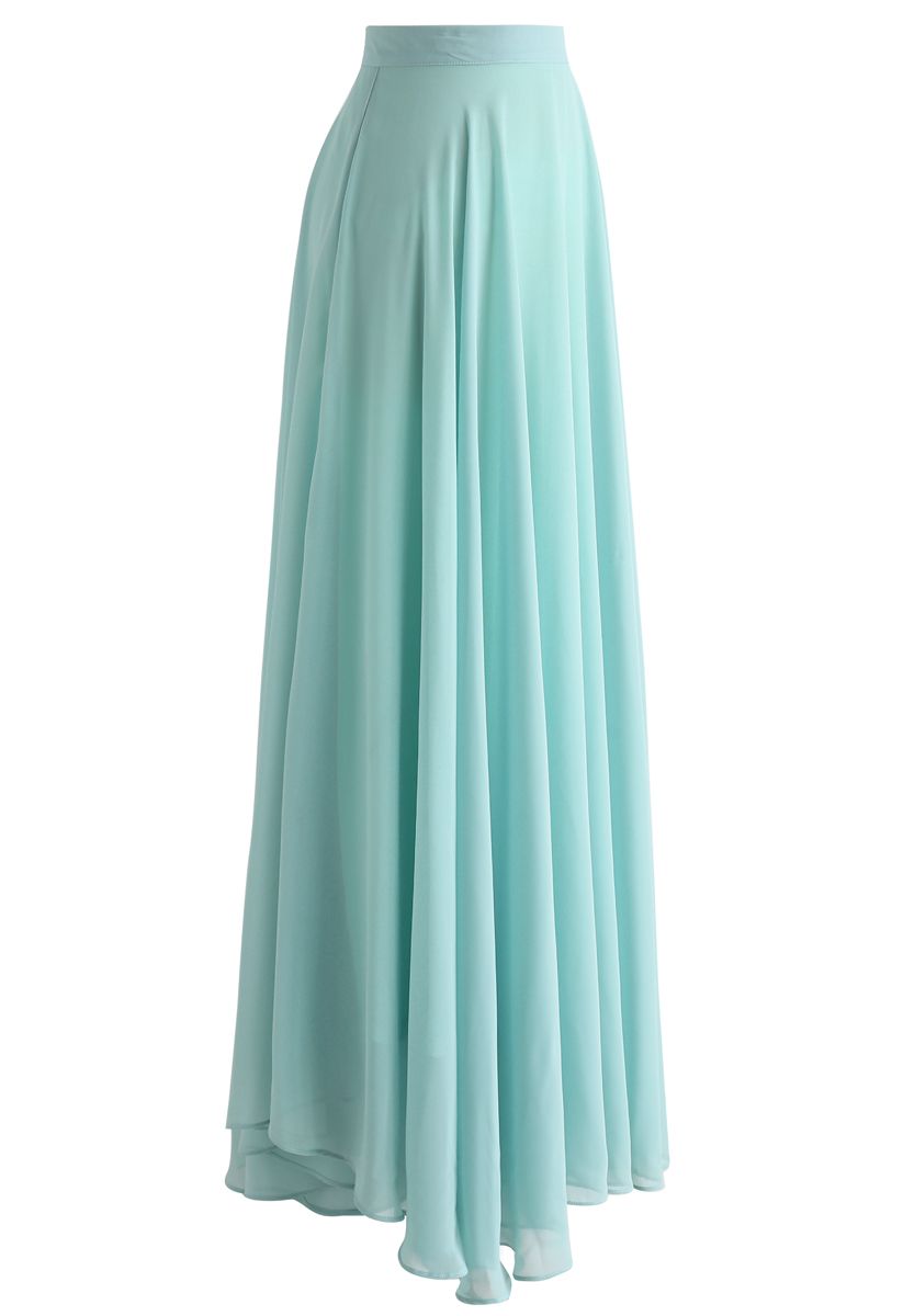 Timeless Favorite Chiffon Maxi Skirt in Mint