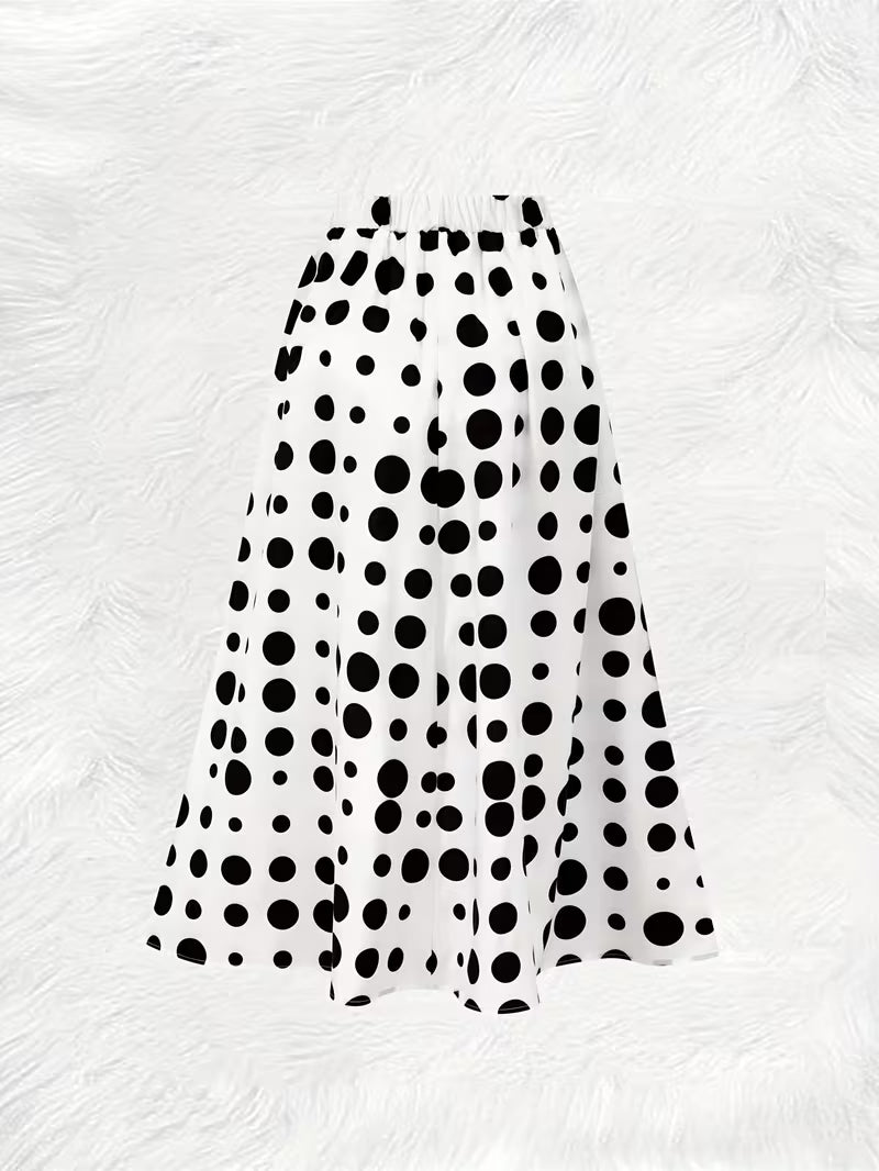 Women Polka Dot Flow Maxi Skirt  Soft  Breezy Material with Classic Print