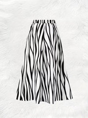 Zebra Noir Flow Skirt  Bold Black & White Statement with Fluid Movement