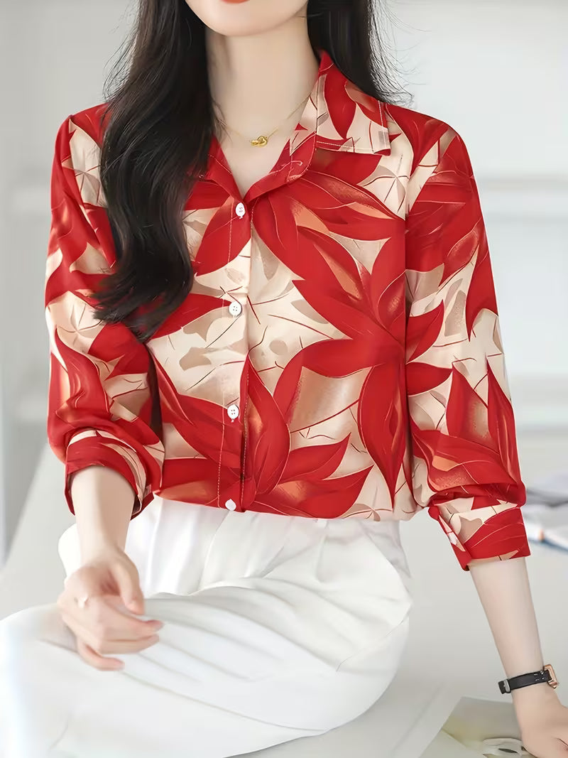 This bold and stylish,leaf print shirt
