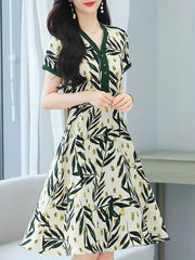 Elegant Botanical Print Midi Dress