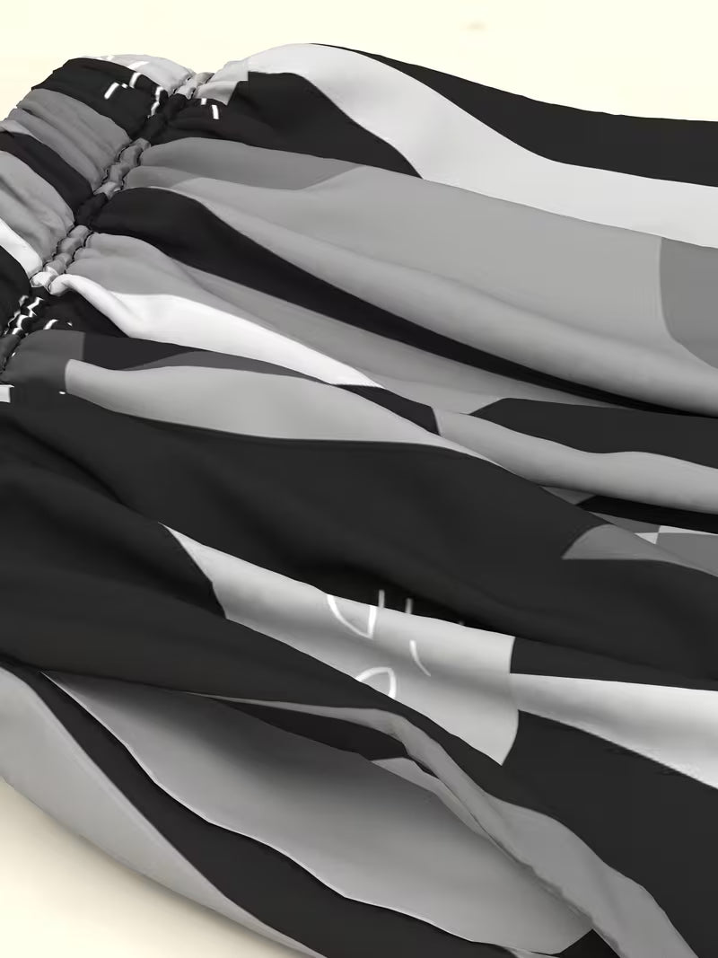 The "Feline Mod" Midi: Abstract Geometric A-Line Skirt