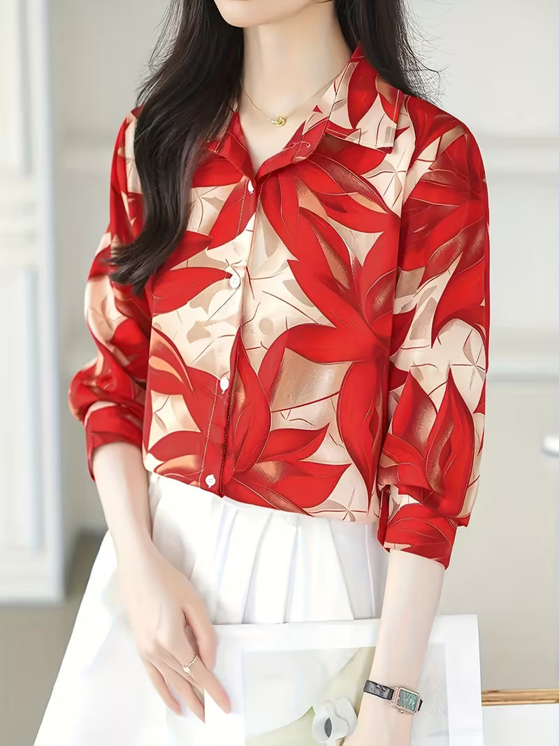 This bold and stylish,leaf print shirt