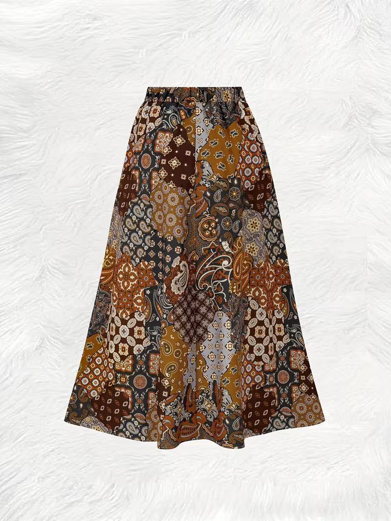 Heritage Patchwork Boho Maxi Skirt