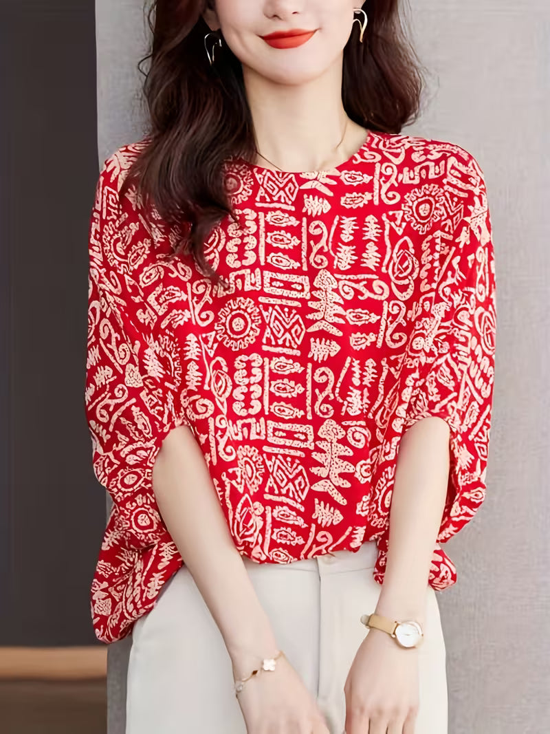 This eye-catching  a rich red base ancient script  top