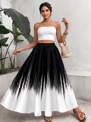 Chic Ombre Pleated Midi Skirt Minimal Elegance with Artistic Ombre and Feminine Pleats