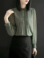 Sheer Pleated Polka Top