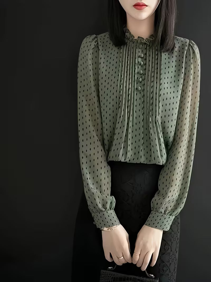 Sheer Pleated Polka Top