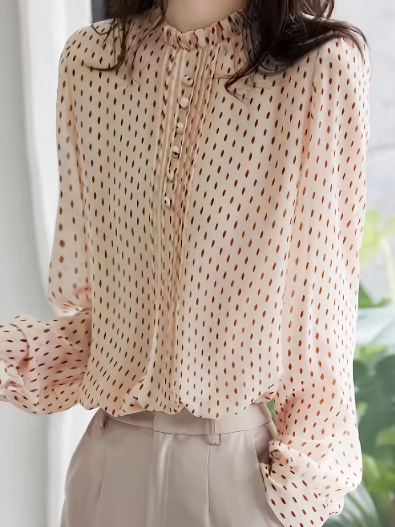Sheer Pleated Polka Top