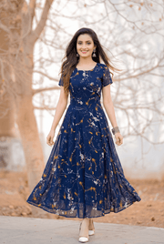 Midnight Bloom Ditsy Floral Flutter Sleeve Dress
