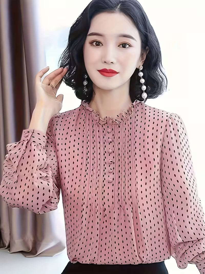 Sheer Pleated Polka Top