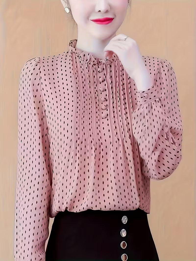 Sheer Pleated Polka Top
