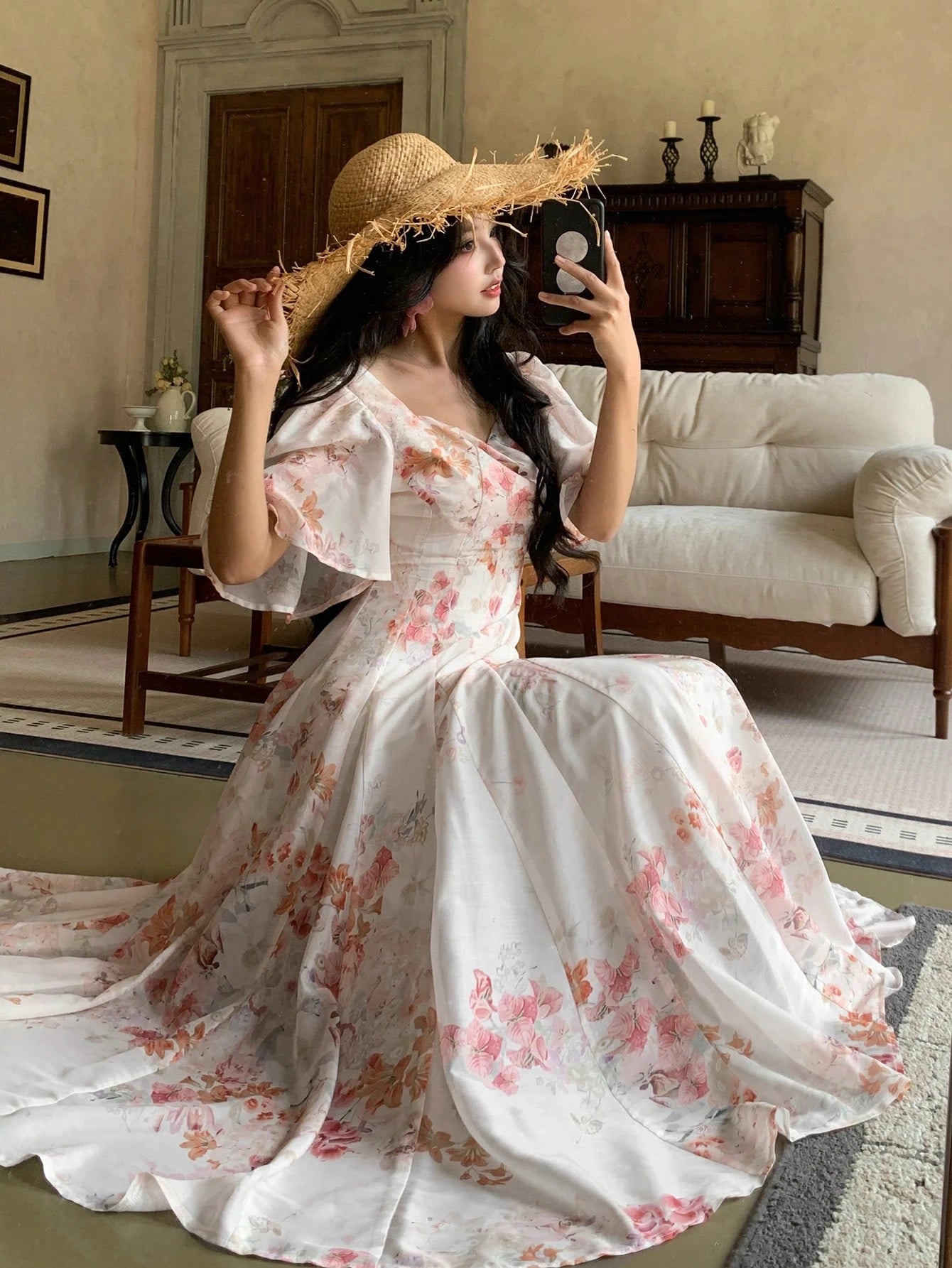 Whidddte Floral Sleeveless Maxi Dress with Soft Summer Elegance