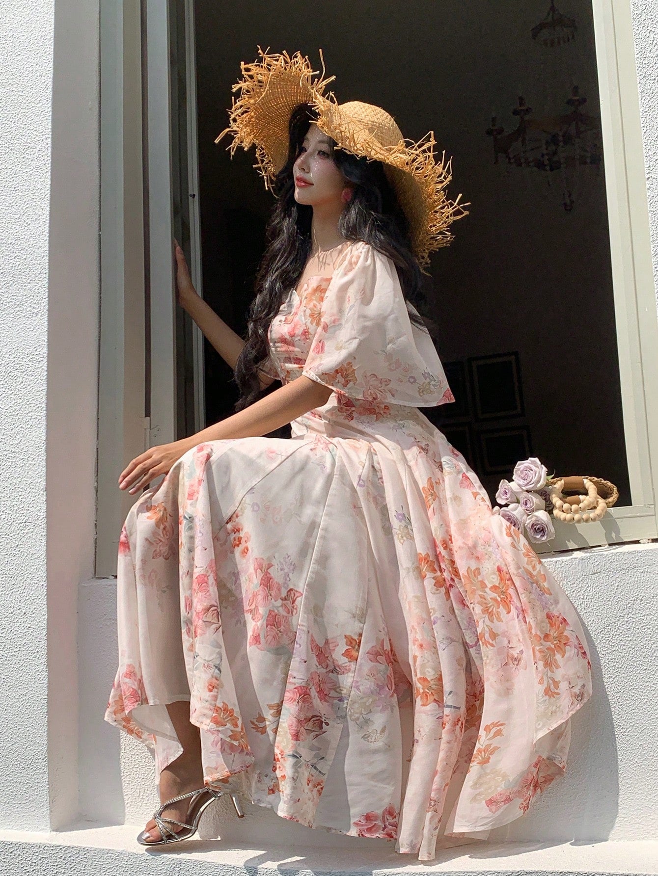 Whidddte Floral Sleeveless Maxi Dress with Soft Summer Elegance