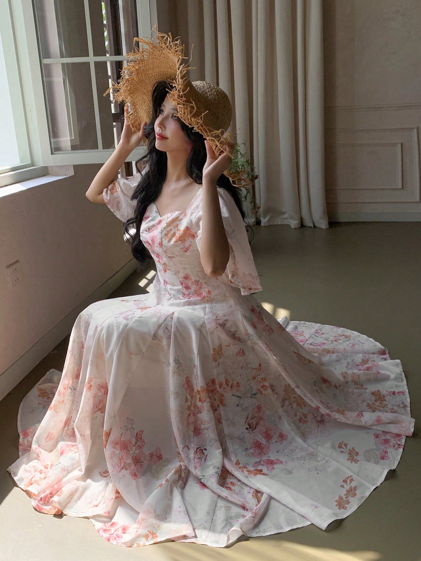 Whidddte Floral Sleeveless Maxi Dress with Soft Summer Elegance