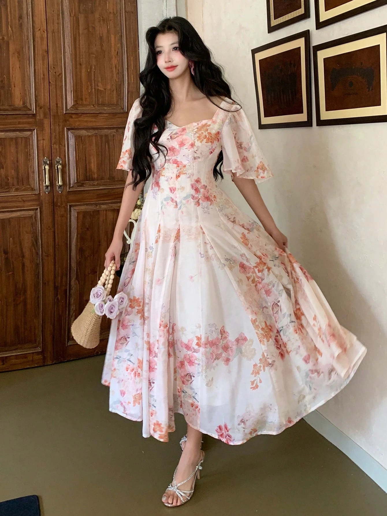 Whidddte Floral Sleeveless Maxi Dress with Soft Summer Elegance