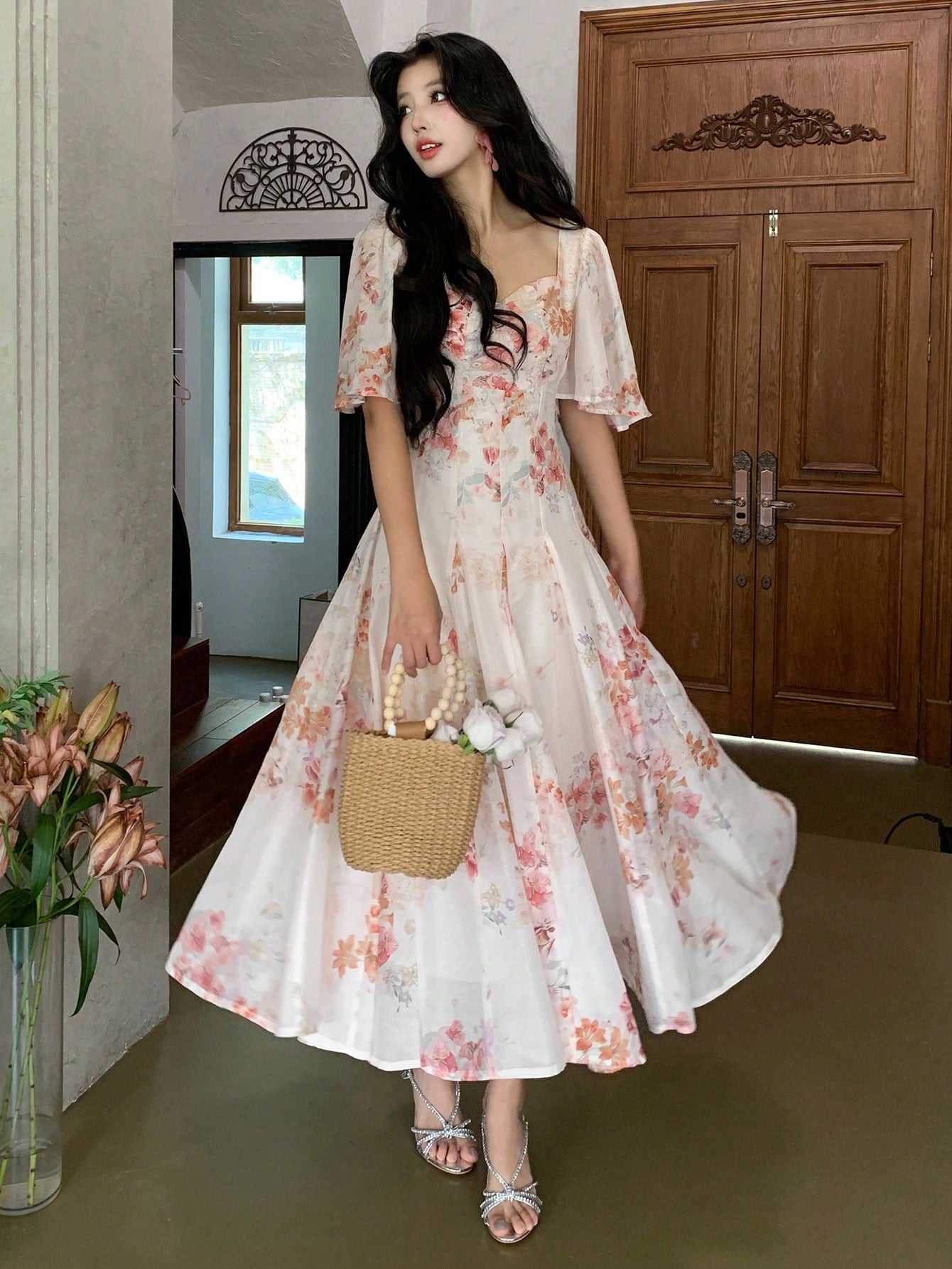 Whidddte Floral Sleeveless Maxi Dress with Soft Summer Elegance