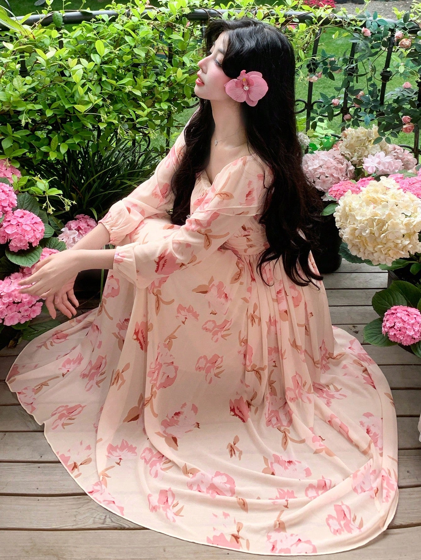 Peach Pink Floral Flowy Dress with Romantic Summer Vibes