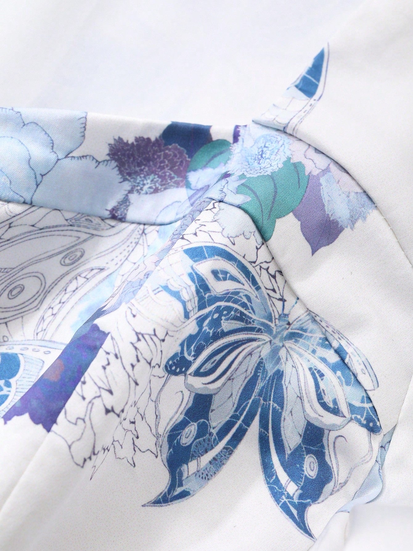 White and Blue Floral Midi Dress with Korean Inspired Fashion Style