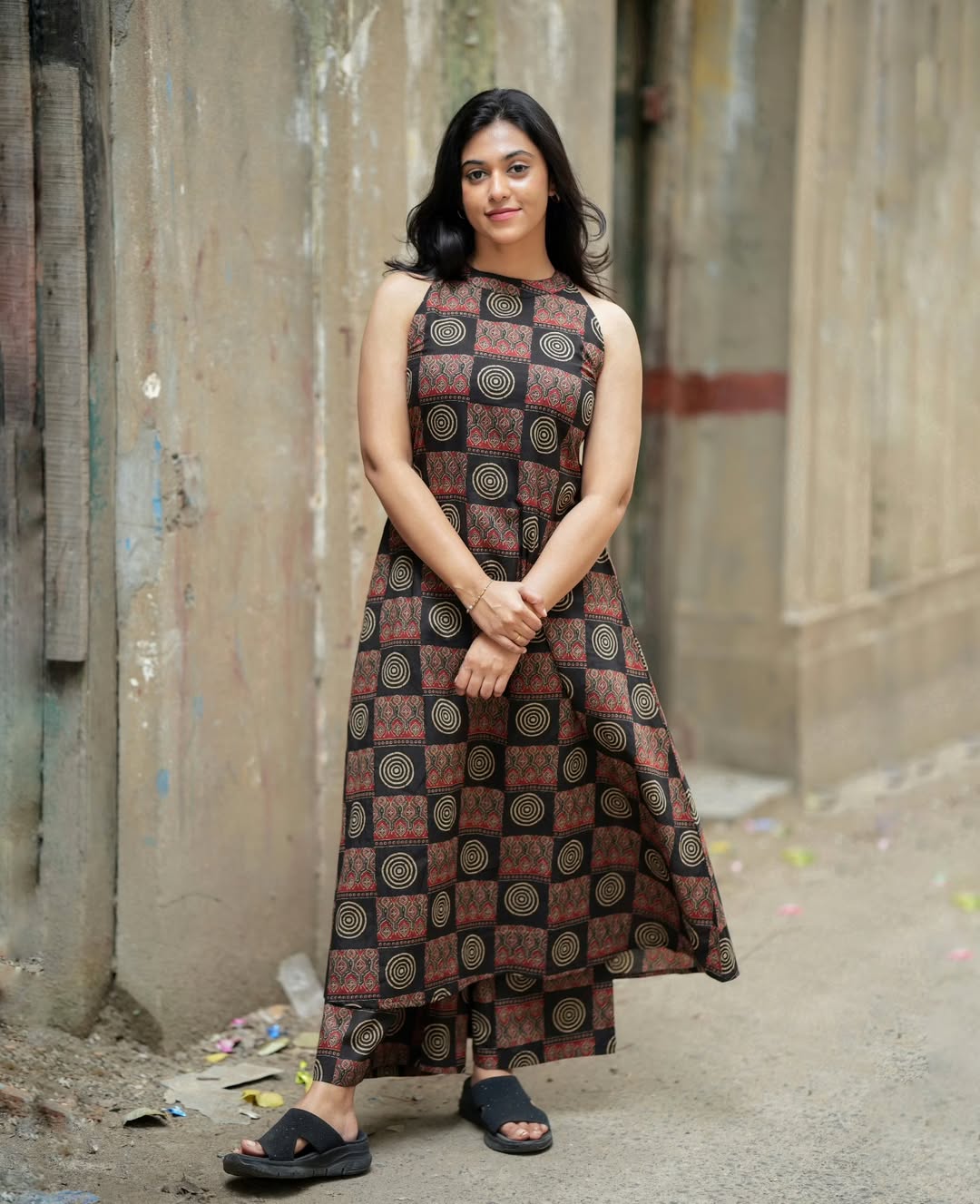 The Midnight Ajrakh Print Flared Kurti