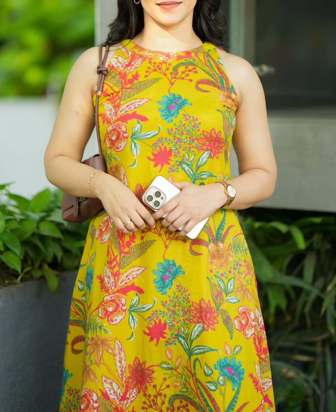 vibrant yellow Floral Kalamkari base A-line Kurti Palazzo pants