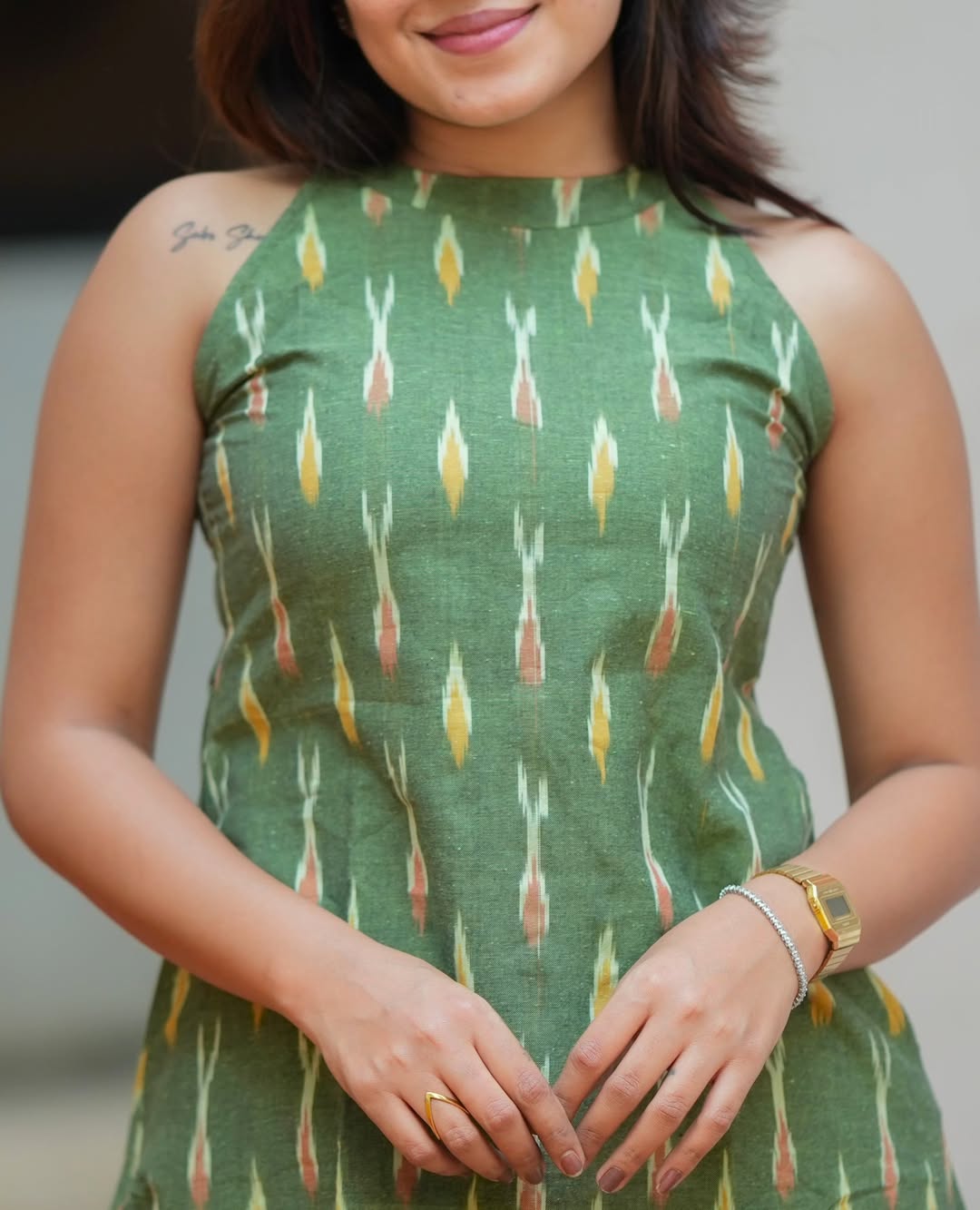 The Tejasvi Tara kurti set  Parrot Green