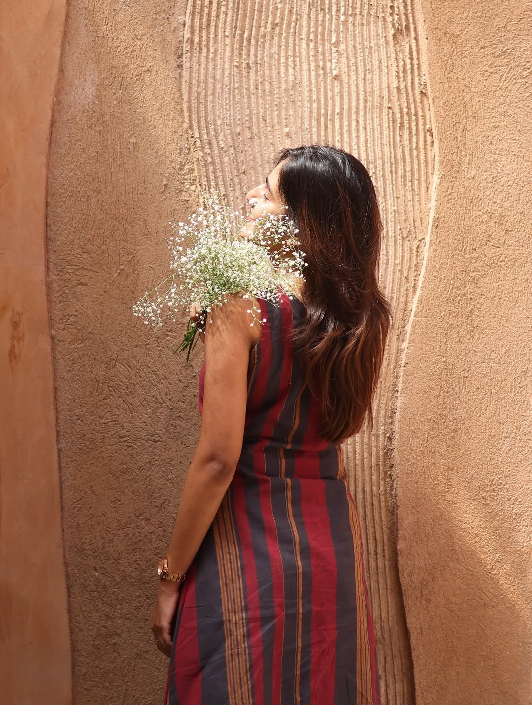 A beautiful black & Maroon stirps Kurtis set