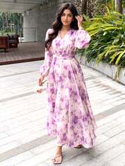 Women Watercolor Style Floral Dress  Large Floral Print with Lightweight Breathable Fabric for Day