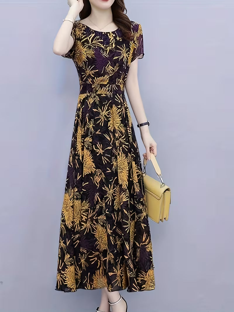 The "Midnight Bloom" Botanical A-Line Gown