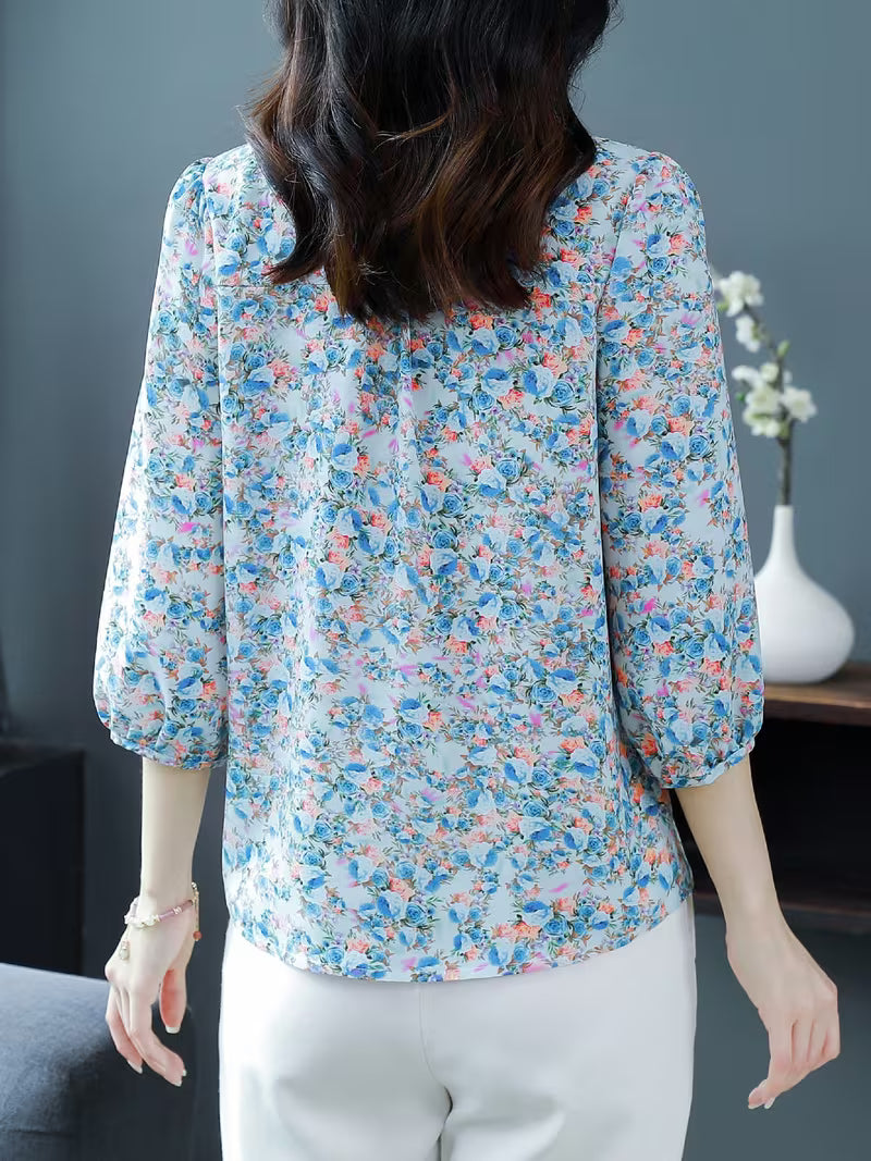 The Serene Meadow Smocked Chiffon Top