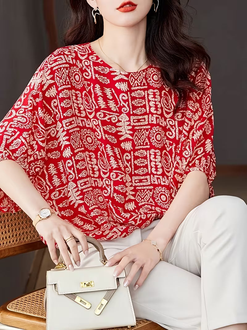 This eye-catching  a rich red base ancient script  top