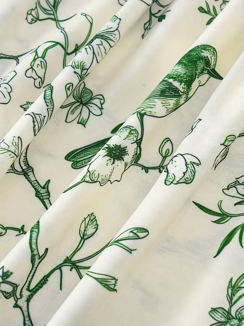 Ivory Meadow Elegance  Premium Eco Friendly Floral Printed Fabric with Soft Breathable Finish