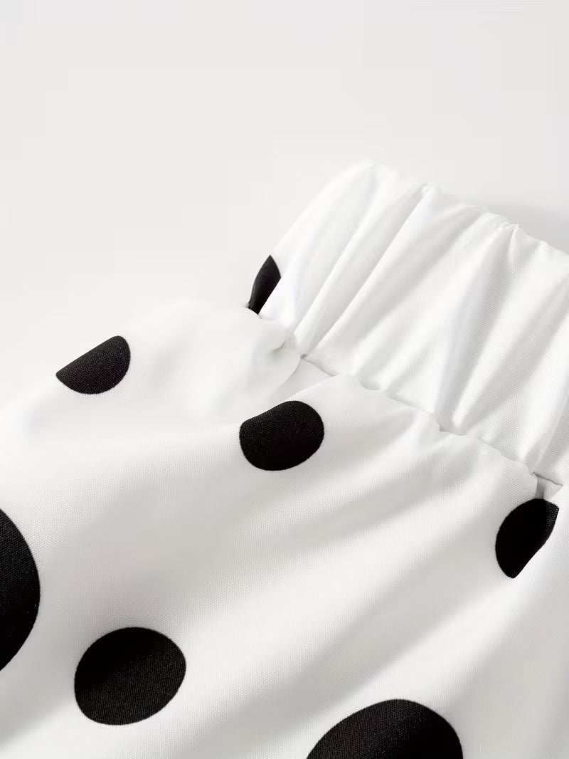 Women Polka Dot Flow Maxi Skirt  Soft  Breezy Material with Classic Print