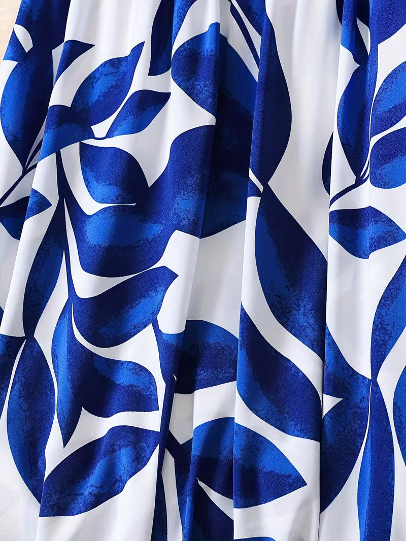 The Aegean Leaf Maxi – Royal Blue/White