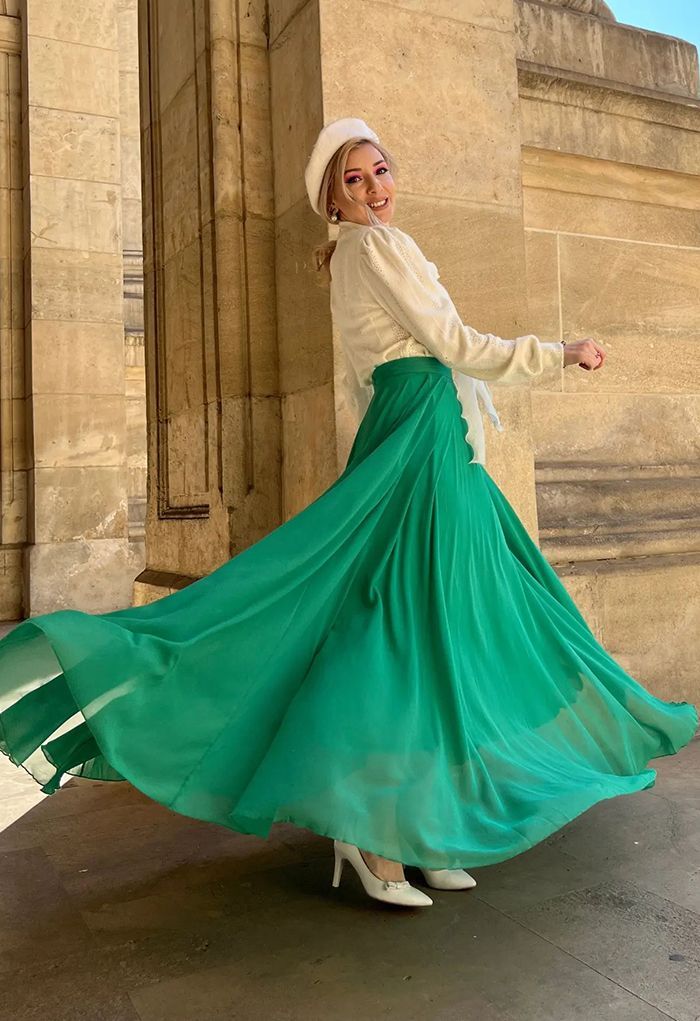 Timeless Favorite Chiffon Maxi Skirt in Green