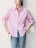 Women's Blush Pink White Striped Cotton Shirt | Classic Casual Wear