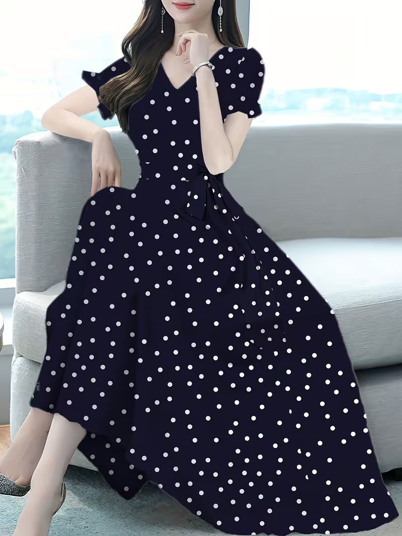 Midnight Navy Polka Grace  Dress