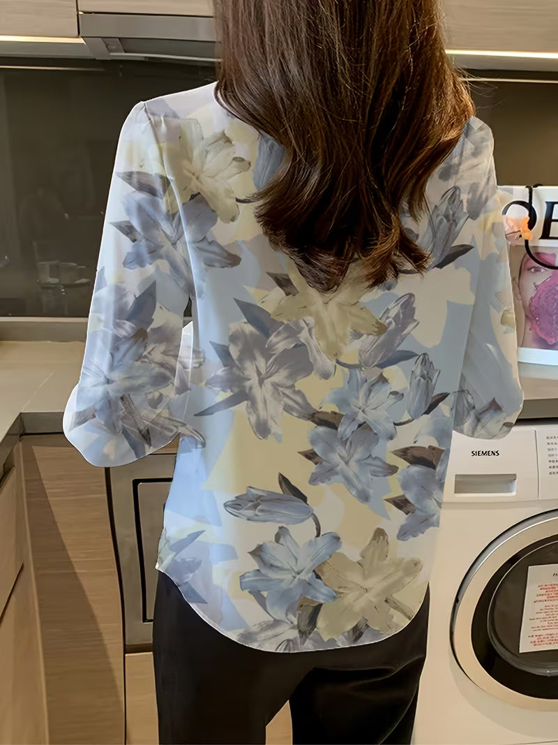 This elegant features a soft cream base with a delicate floral pattern