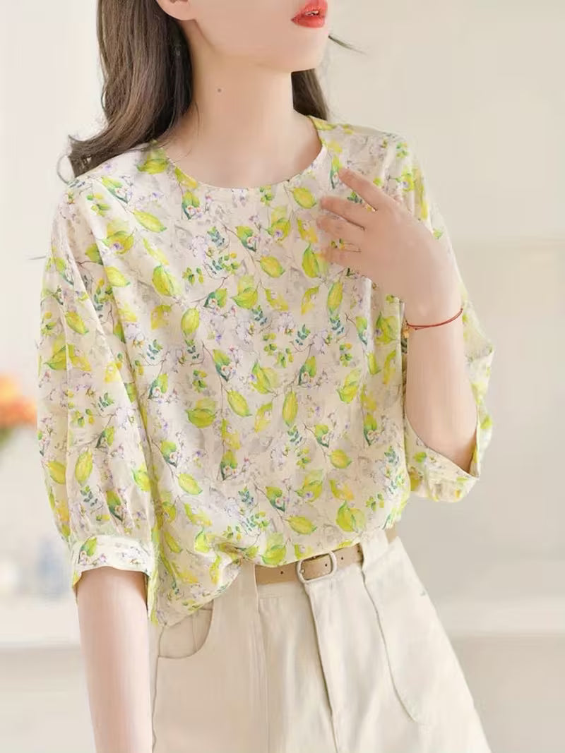 The Lemon Blossom Floral Print Top