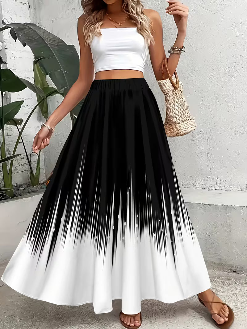 Chic Ombre Pleated Midi Skirt