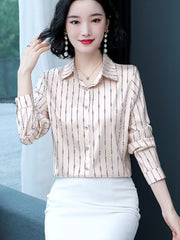 Silk Satin Geometric Diamond Stripe Shirt