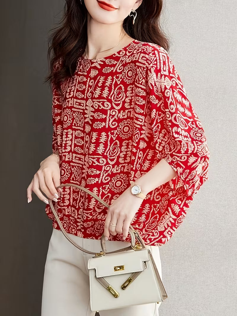This eye-catching  a rich red base ancient script  top