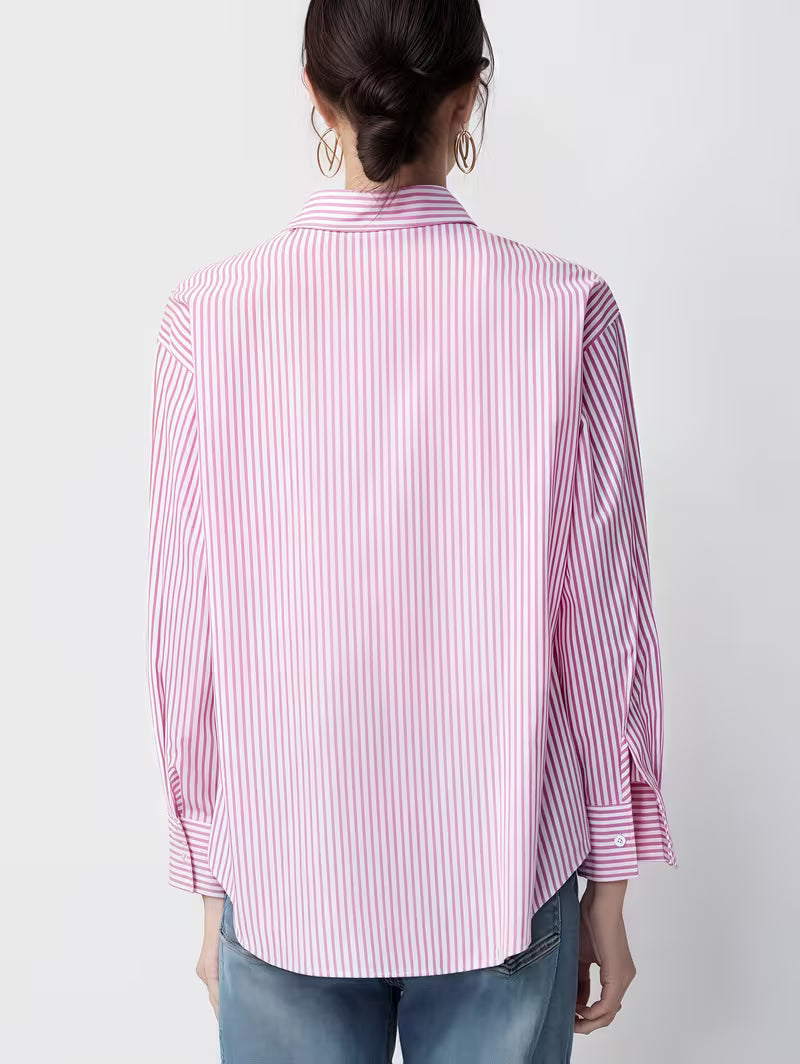 Soft Blush Pink with White Stripes Women’s Casual Cotton Shirt